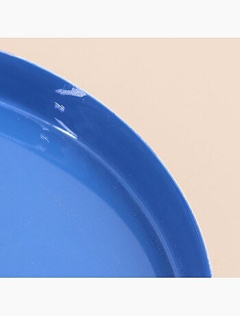 Plateau rond bleu, doré 16cm