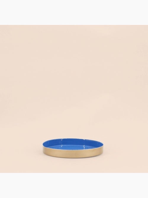 Plateau rond bleu, doré 16cm - Kiabi