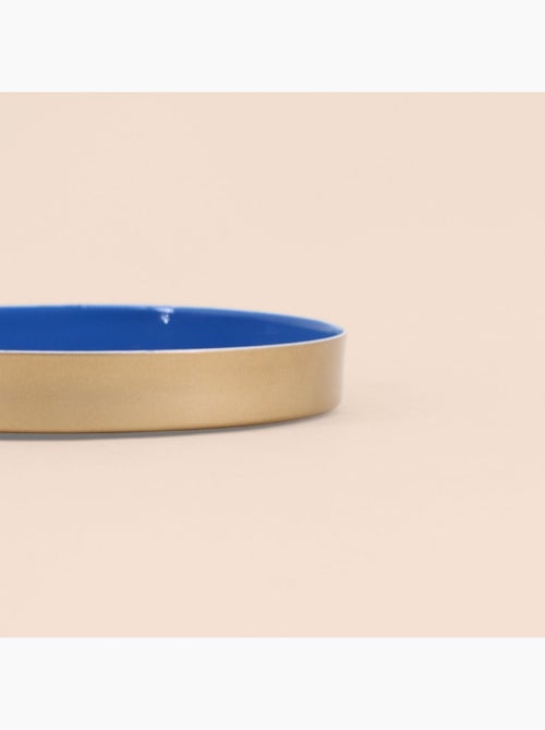 Plateau rond bleu, doré 16cm - Kiabi