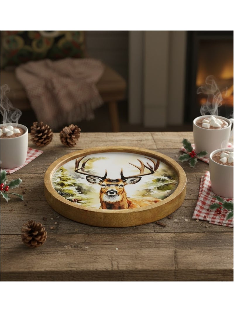 Plateau rond décoratif Grand cerf Marron - Kiabi