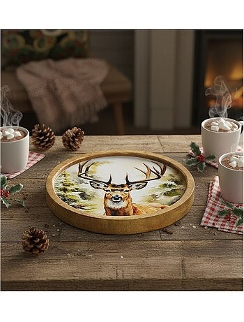 Plateau rond décoratif Grand cerf