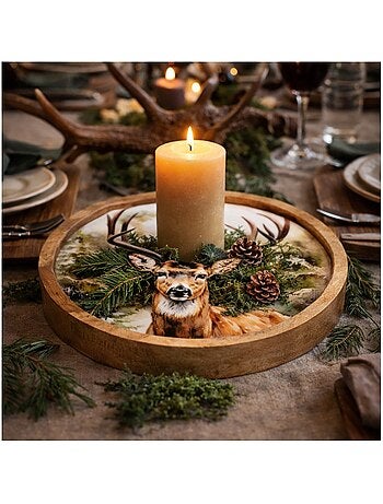 Plateau rond décoratif Grand cerf