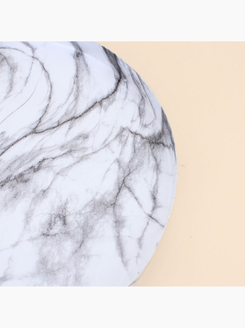Plateau rond effet marbre 33cm Blanc - Kiabi