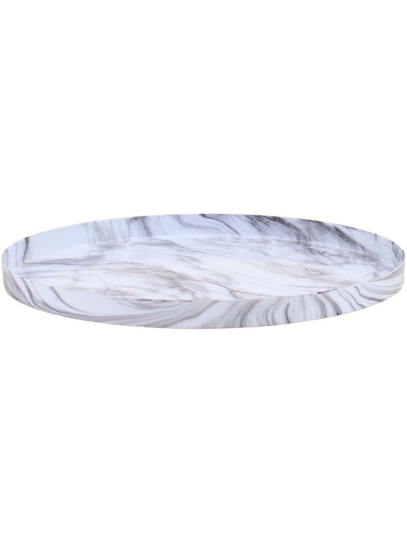 Plateau rond effet marbre 33cm Blanc - Kiabi