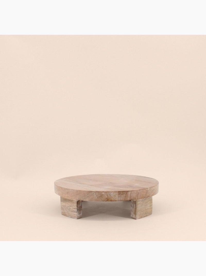 Plateau rond en bois sur pieds 25cm Beige - Kiabi