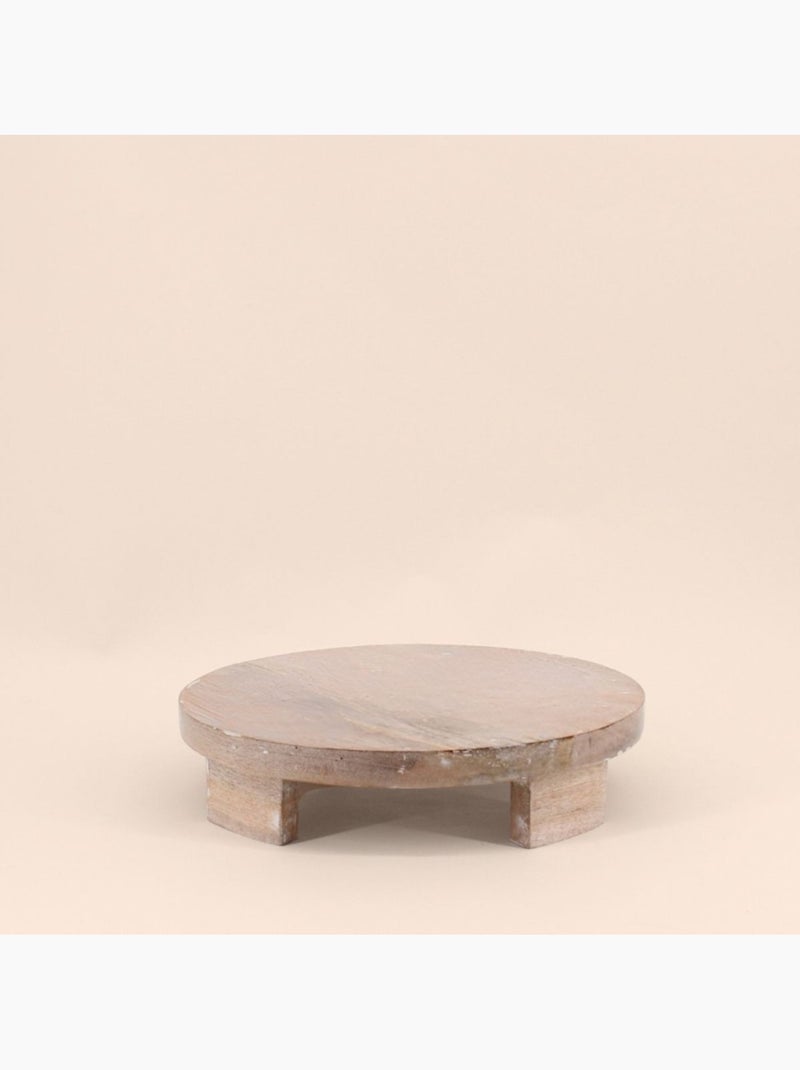 Plateau rond en bois sur pieds 30cm Beige - Kiabi