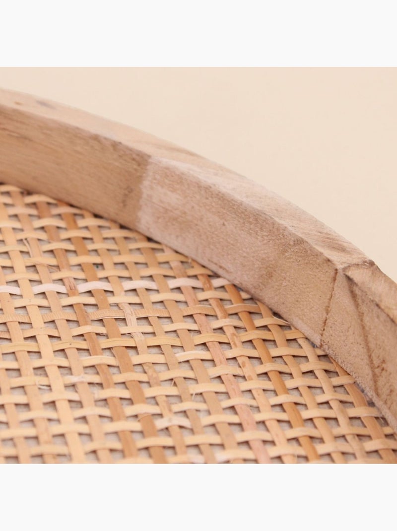 Plateau rond en cannage 28cm Beige - Kiabi