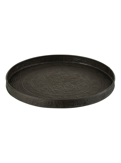 Plateau rond en métal embossé noir - Kiabi