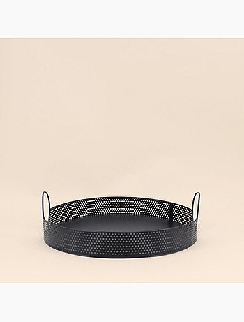 Plateau rond en métal noir 35cm