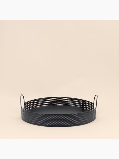 Plateau rond en métal noir 35cm - Kiabi