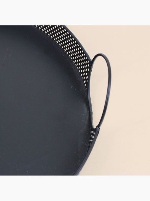 Plateau rond en métal noir 35cm - Kiabi