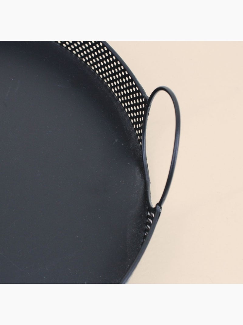 Plateau rond en métal noir 35cm Noir - Kiabi