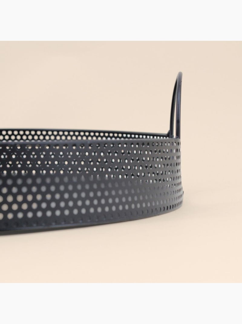Plateau rond en métal noir 35cm Noir - Kiabi
