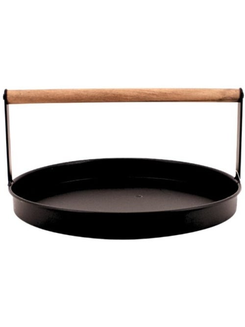 Plateau rond en métal noir et bois 29cm - Kiabi Plateau rond en métal noir et bois 29cm - Kiabi