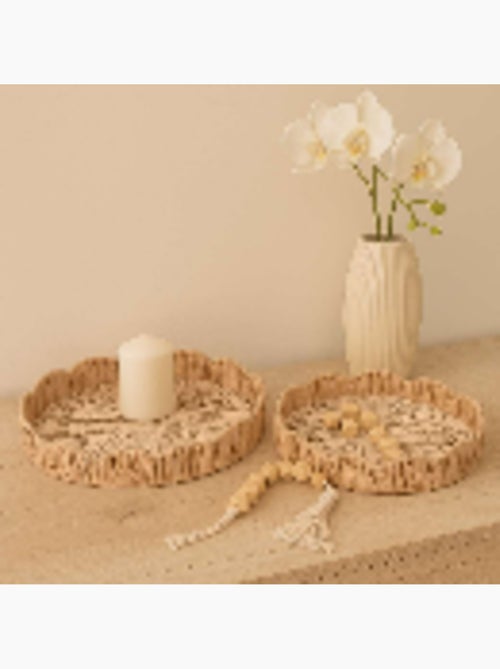 Plateau rond en rotin 25cm - Kiabi