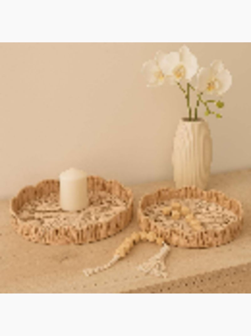 Plateau rond en rotin 25cm Beige - Kiabi