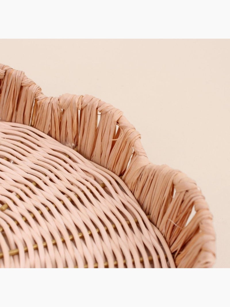 Plateau rond en rotin 25cm Beige - Kiabi