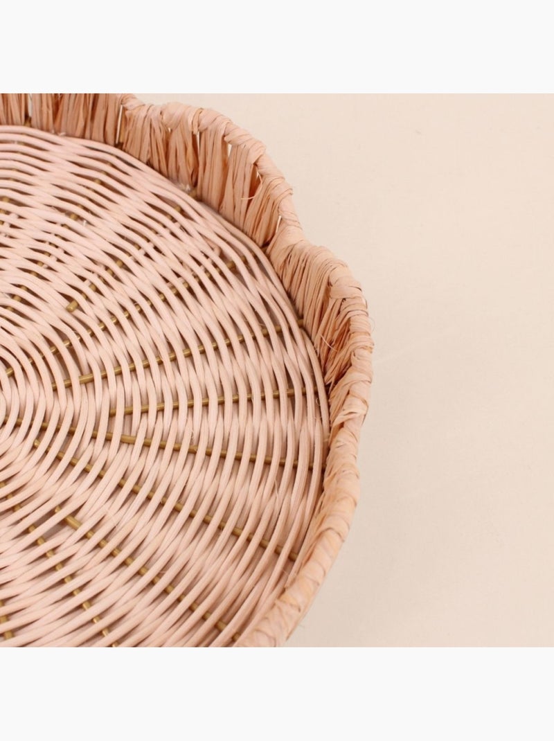 Plateau rond en rotin 25cm Beige - Kiabi