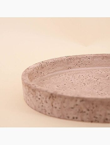 Plateau rond imitation travertin 23cm
