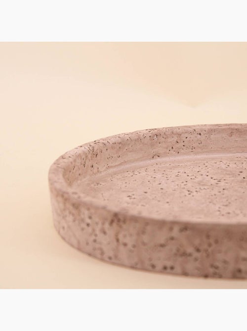 Plateau rond imitation travertin 23cm - Kiabi