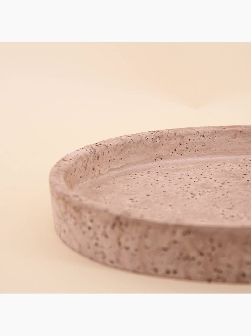 Plateau rond imitation travertin 23cm Beige - Kiabi