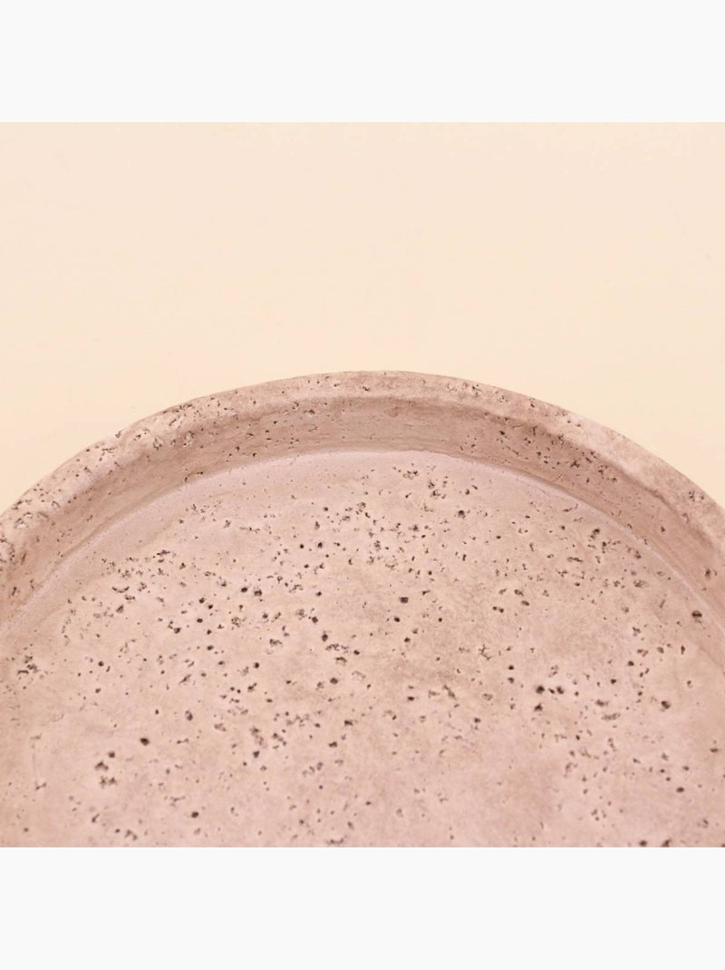 Plateau rond imitation travertin 23cm Beige - Kiabi