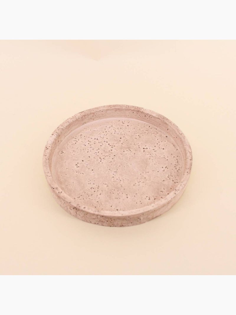Plateau rond imitation travertin 23cm Beige - Kiabi