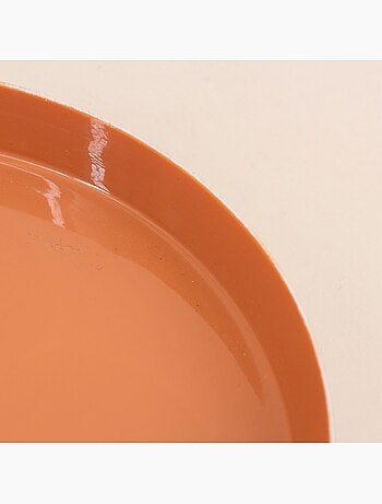Plateau rond orange, doré 20cm