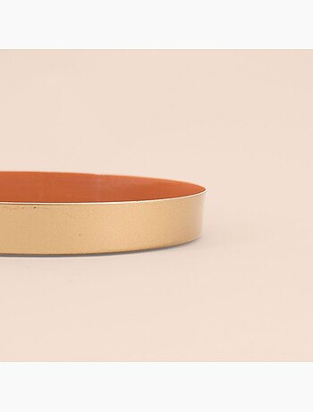 Plateau rond orange, doré 20cm