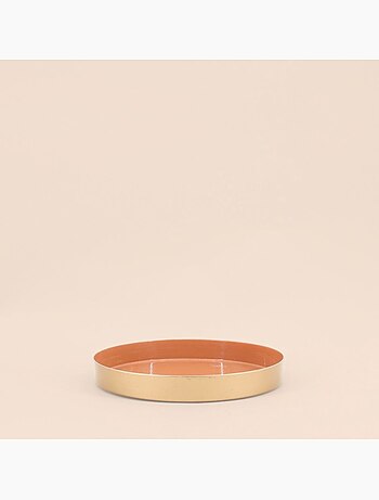 Plateau rond orange, doré 20cm
