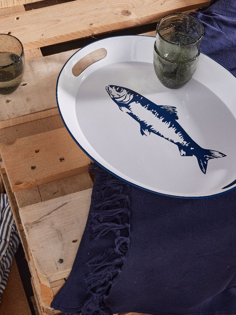 Plateau rond poisson en métal Blanc - Kiabi
