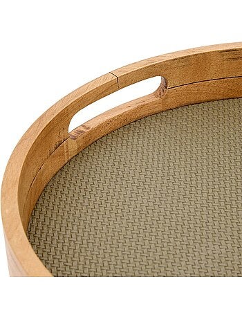 Lot de 2 plateaux ronds en bois d'hévéa bonie