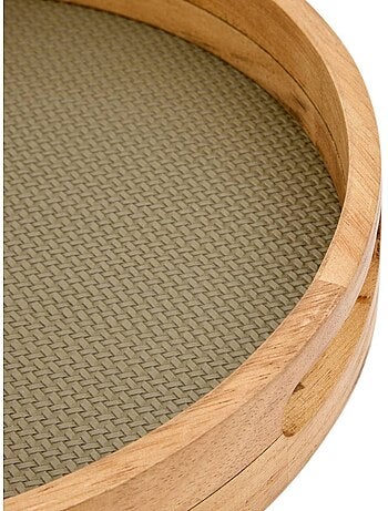 Lot de 2 plateaux ronds en bois d'hévéa bonie