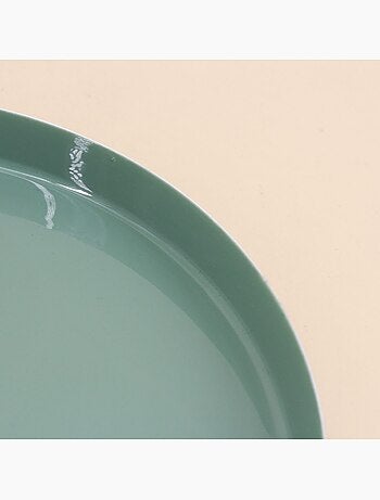 Plateau rond vert, doré 20cm