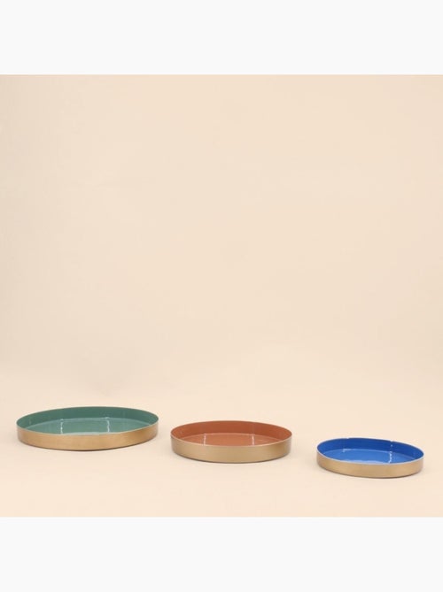 Plateau rond vert, doré 20cm - Kiabi