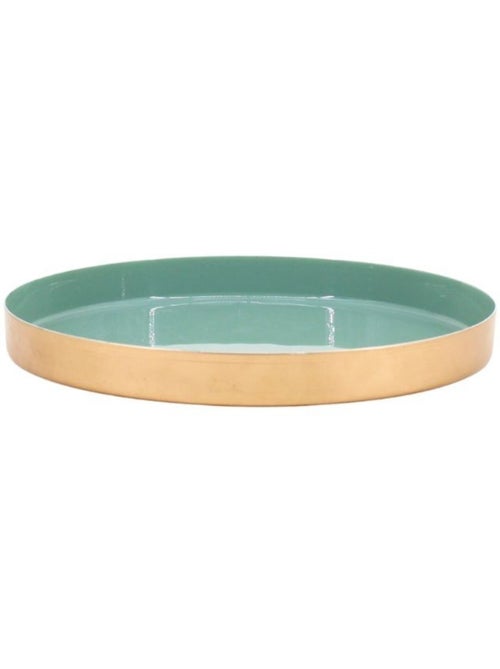 Plateau rond vert, doré 25cm - Kiabi