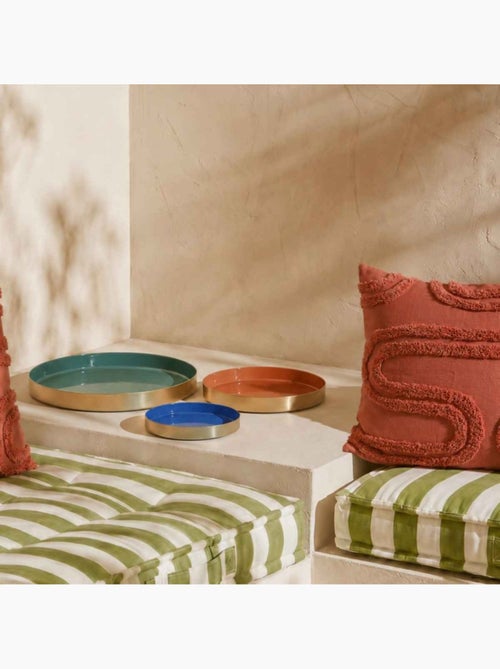 Plateau rond vert, doré 25cm - Kiabi