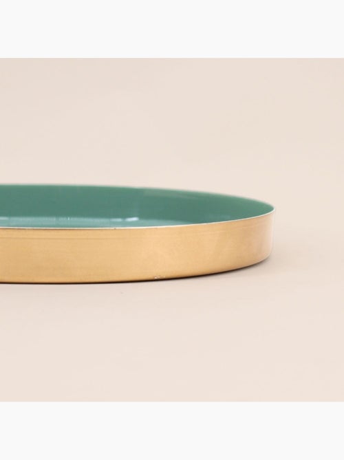 Plateau rond vert, doré 25cm - Kiabi