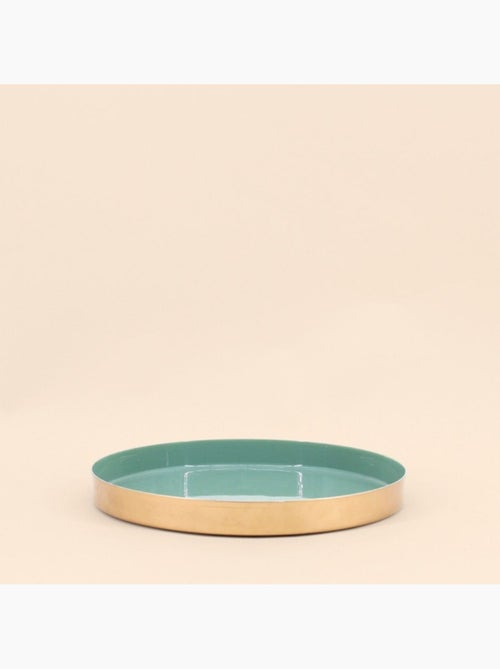 Plateau rond vert, doré 25cm - Kiabi
