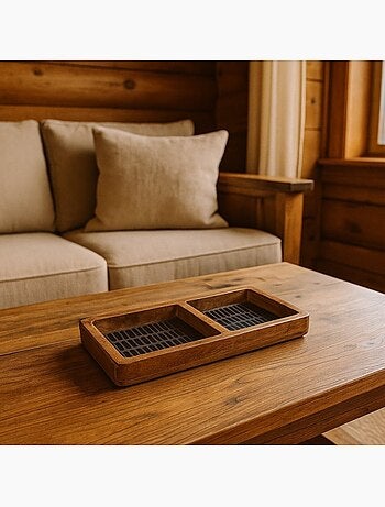 Plateau vide poche double en manguier 30x15cm