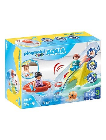 Playmobil 70635 1.2.3 Aqua : Ilôt avec  toboggan aquatique - Kiabi