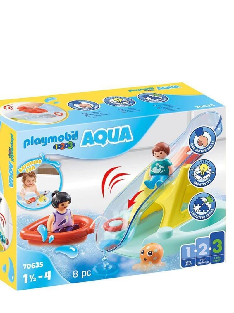 Playmobil 70635 1.2.3 Aqua : Ilôt avec  toboggan aquatique N/A - Kiabi