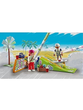 Playmobil 71515 skateurs avec rampe, color, 44 pièces, avec crayons crayola, dès 6 ans
