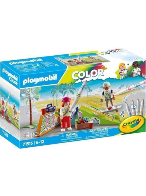 Playmobil 71515 skateurs avec rampe, color, 44 pièces, avec crayons crayola, dès 6 ans - Kiabi