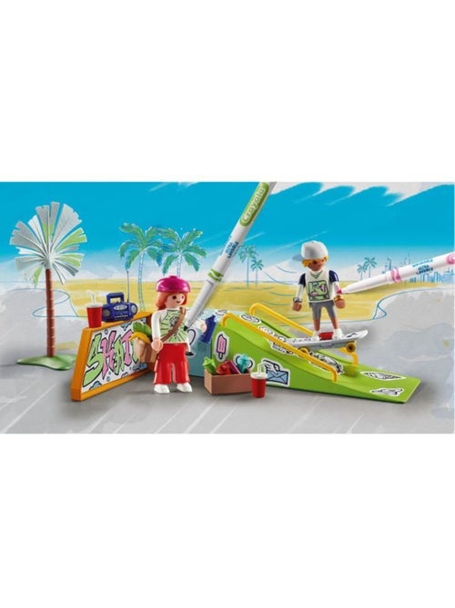 Playmobil 71515 skateurs avec rampe, color, 44 pièces, avec crayons crayola, dès 6 ans - Kiabi