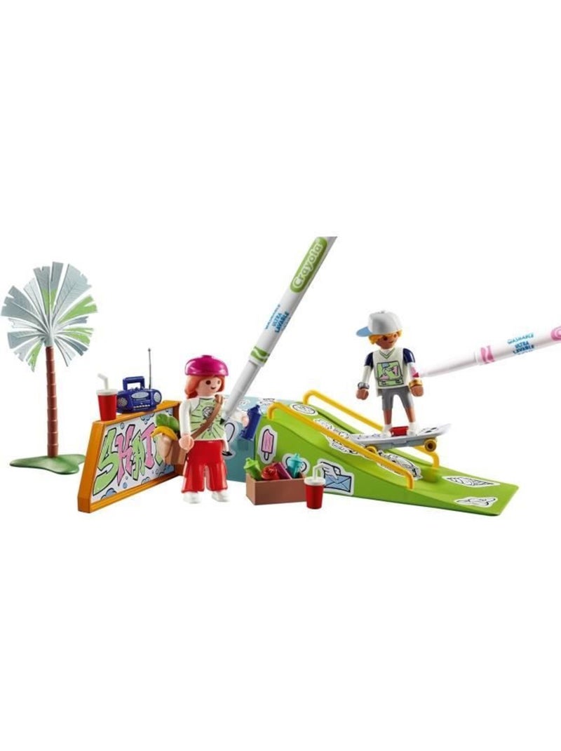 Playmobil 71515 skateurs avec rampe, color, 44 pièces, avec crayons crayola, dès 6 ans N/A - Kiabi