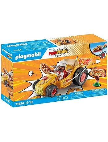 Playmobil 71634 kart pizzaïolo - moteur rétractable - 1 personnage - 36 accessoires - multicolore