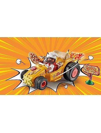 Playmobil 71634 kart pizzaïolo - moteur rétractable - 1 personnage - 36 accessoires - multicolore