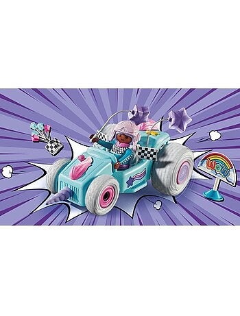 Playmobil 71635 jeune fille licorne et kart, funstars, 46 pièces, dès 4 ans
