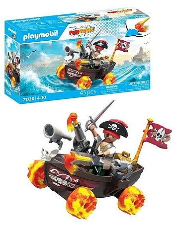 Playmobil 71720 kart bateau de pirate, funstars, 45 pièces, dès 4 ans